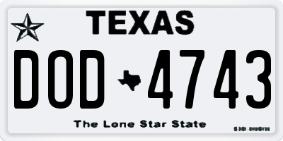 TX license plate DOD4743