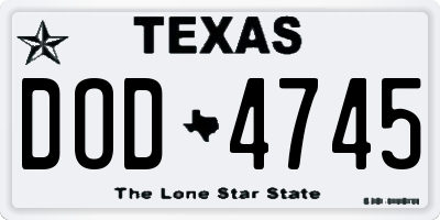 TX license plate DOD4745