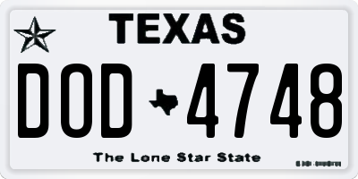 TX license plate DOD4748