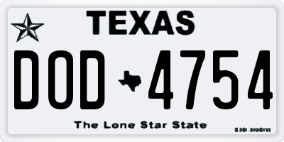 TX license plate DOD4754