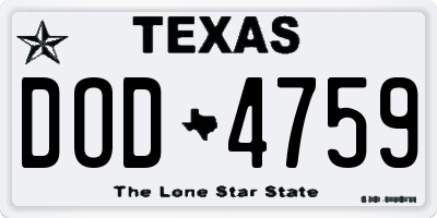 TX license plate DOD4759
