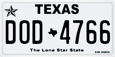 TX license plate DOD4766
