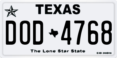 TX license plate DOD4768
