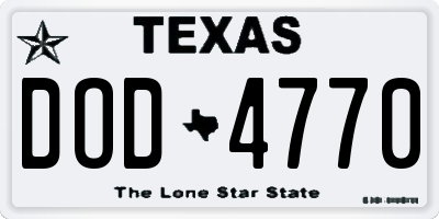 TX license plate DOD4770