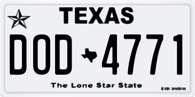TX license plate DOD4771