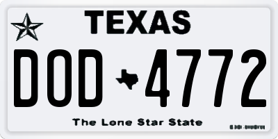 TX license plate DOD4772