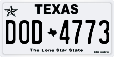 TX license plate DOD4773