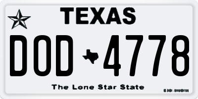 TX license plate DOD4778