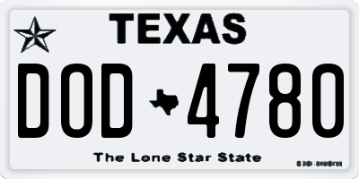 TX license plate DOD4780