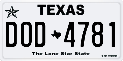 TX license plate DOD4781