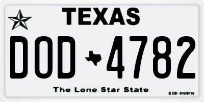 TX license plate DOD4782
