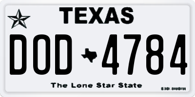 TX license plate DOD4784