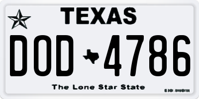 TX license plate DOD4786