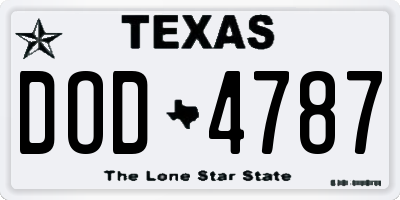 TX license plate DOD4787