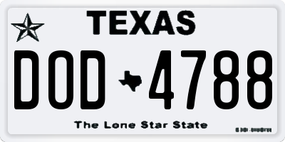 TX license plate DOD4788