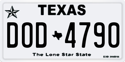 TX license plate DOD4790