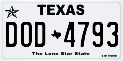 TX license plate DOD4793
