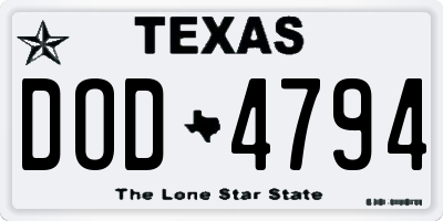 TX license plate DOD4794
