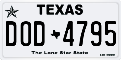 TX license plate DOD4795