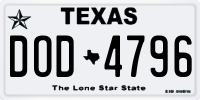 TX license plate DOD4796
