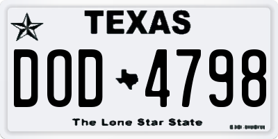 TX license plate DOD4798