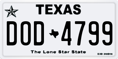 TX license plate DOD4799