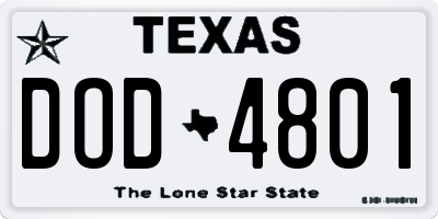TX license plate DOD4801