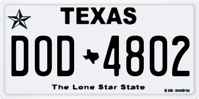 TX license plate DOD4802
