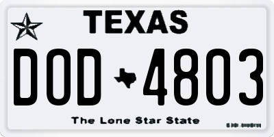 TX license plate DOD4803