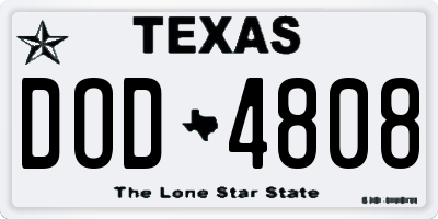 TX license plate DOD4808