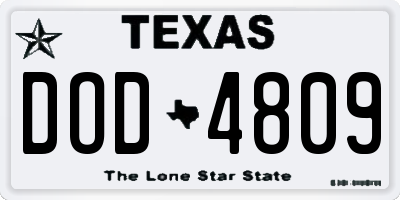 TX license plate DOD4809