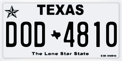 TX license plate DOD4810