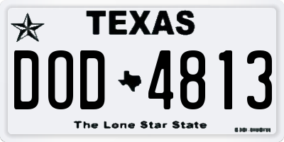 TX license plate DOD4813