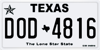 TX license plate DOD4816