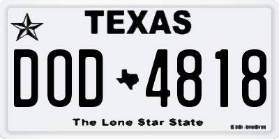 TX license plate DOD4818