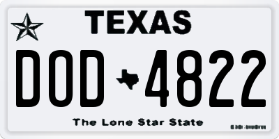 TX license plate DOD4822
