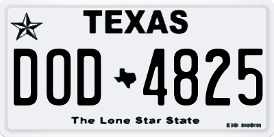 TX license plate DOD4825