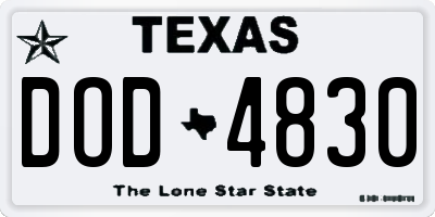 TX license plate DOD4830