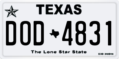 TX license plate DOD4831