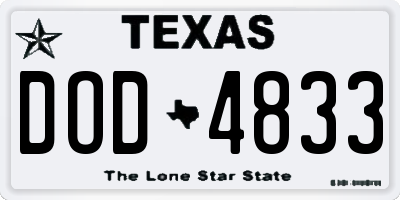 TX license plate DOD4833