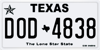 TX license plate DOD4838