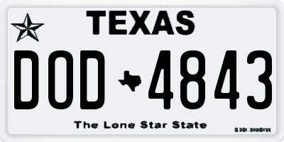 TX license plate DOD4843