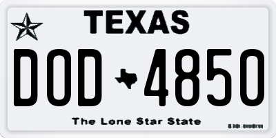 TX license plate DOD4850