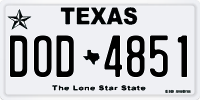 TX license plate DOD4851