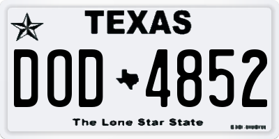TX license plate DOD4852