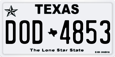 TX license plate DOD4853