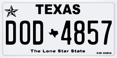 TX license plate DOD4857