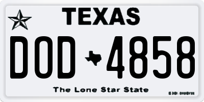 TX license plate DOD4858