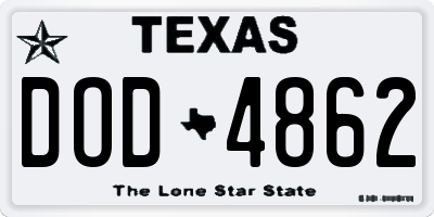 TX license plate DOD4862