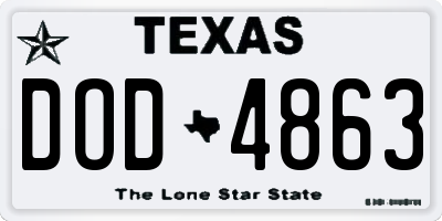 TX license plate DOD4863